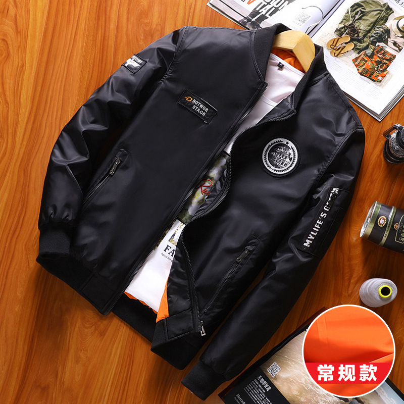 Amazon otoño nueva chaqueta de los hombres del collar del soporte uniforme de béisbol juventud moda Coreana de la Fuerza Aérea uniforme de vuelo de los hombres chaqueta