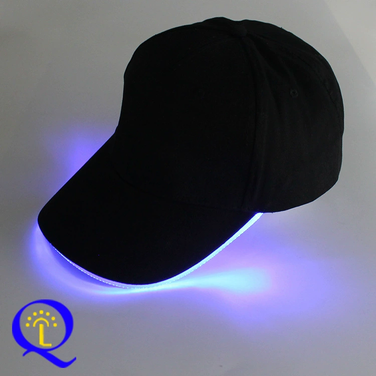 Уличная отдыха LED светодиодная кепка из чистого хлопка, козырёк утки, бейсболка с многоцветной подсветкой, оптом из Дунгуана