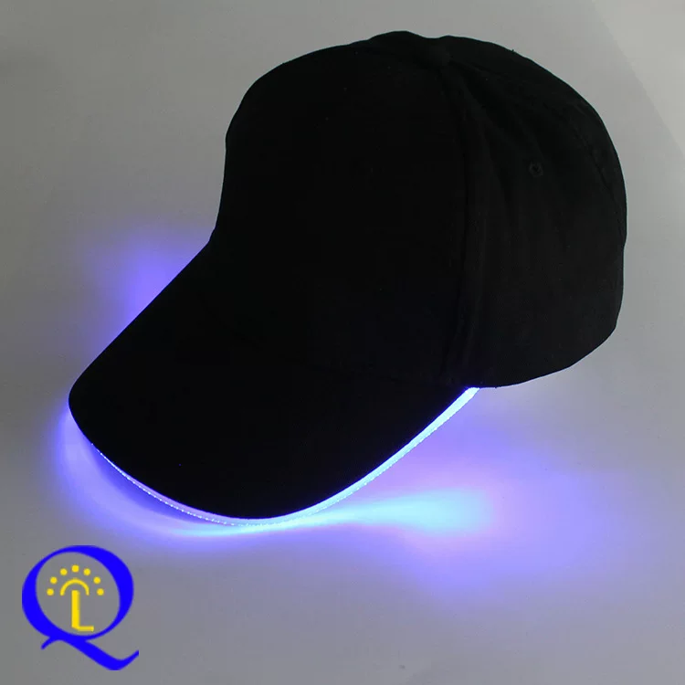 Уличная отдыха LED светодиодная кепка из чистого хлопка, козырёк утки, бейсболка с многоцветной подсветкой, оптом из Дунгуана