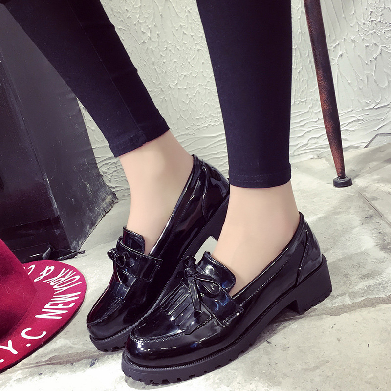 Korean Style 2023 Autumn New All-match Women's British-style Mid-heel Loafers Student Shoes Fashionable Small Leather Shoes for Women