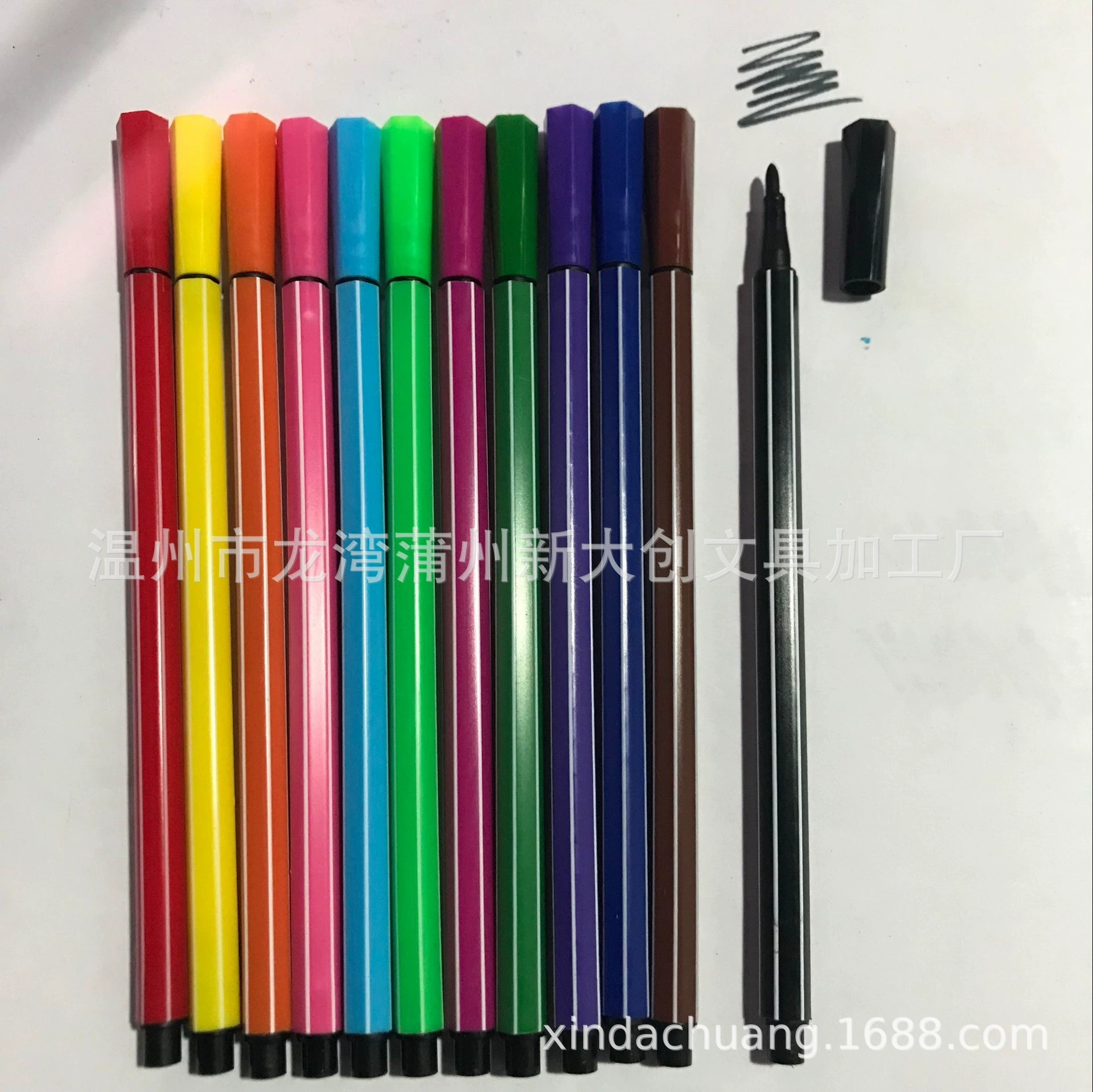 Прямая поставка с фабрики Нетоксичная Защита окружающей среды тяга Акварельная ручка шестиугольная Акварельная ручка моющаяся цветная ручка для рисования