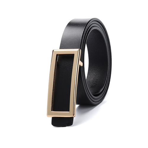 Simple decorative versatile belt Korean style smooth buckle belt women's leather women's white collar trouser belt one piece drop shipping