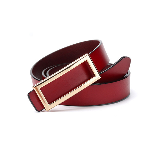 Simple decorative versatile belt Korean style smooth buckle belt women's leather women's white collar trouser belt one piece drop shipping