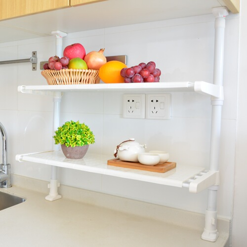 Batch Sky-High Kitchen Utensil Storage Rack, Drain Rack, Microwave Shelf Rack, Layered Shelf with Latch