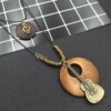 Wooden metal retro sweater, long pendant, necklace, suitable for import, cotton and linen