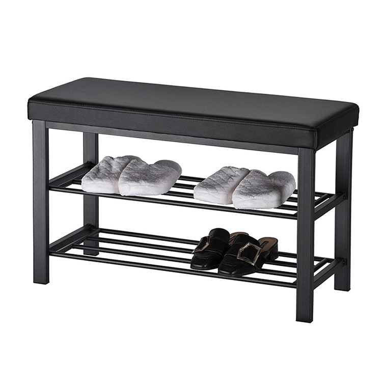 2-layer moving door rear shoe storage rack iron simple assembly bedroom living room shoe changing rack integrated shoe rack