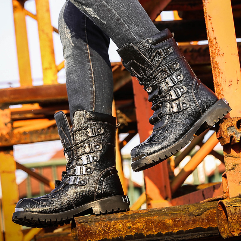 Factory wholesale AliExpress foreign trade shoes men's boots military boots men's Martin boots in the barrel combat boots explosions a generation of hair