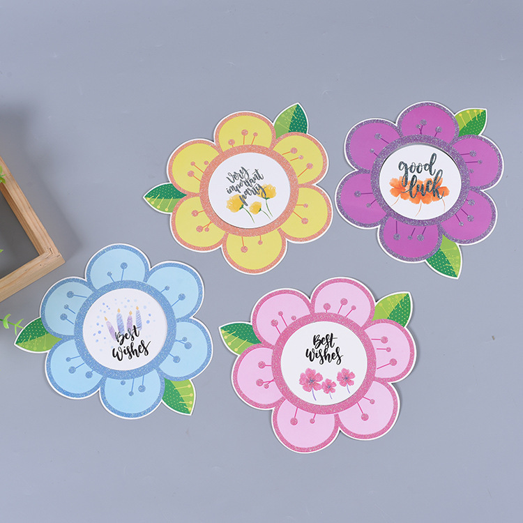 生日卡片小贺卡花朵造型生日贺卡留言卡纸卡无现货纸质