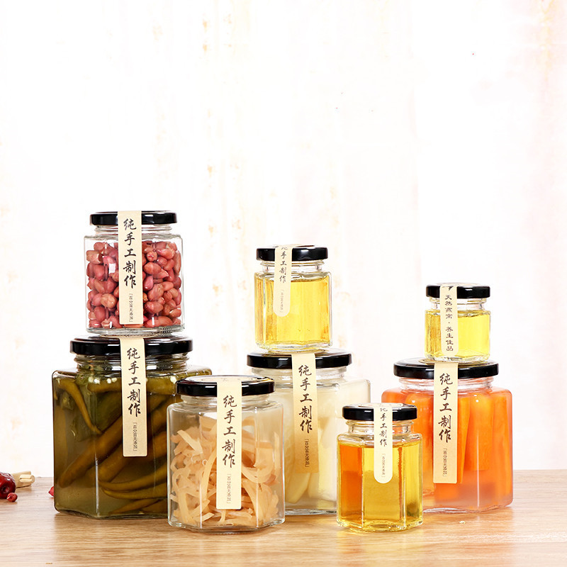 蜂蜜瓶六角瓶徐州玻璃瓶六棱玻璃瓶 蜂蜜瓶蜂蜜瓶 六棱六菱玻璃瓶