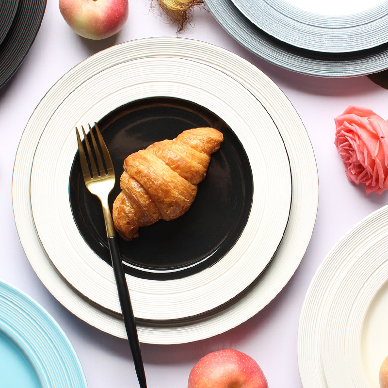 Nordic ins Creative Ceramic Pasta Plate Dispenser Colorful Steak Plate Western Food Plate Fruit Plate Restaurant Plate