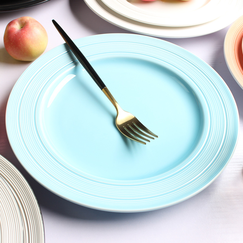 Nordic ins Creative Ceramic Pasta Plate Dispenser Colorful Steak Plate Western Food Plate Fruit Plate Restaurant Plate