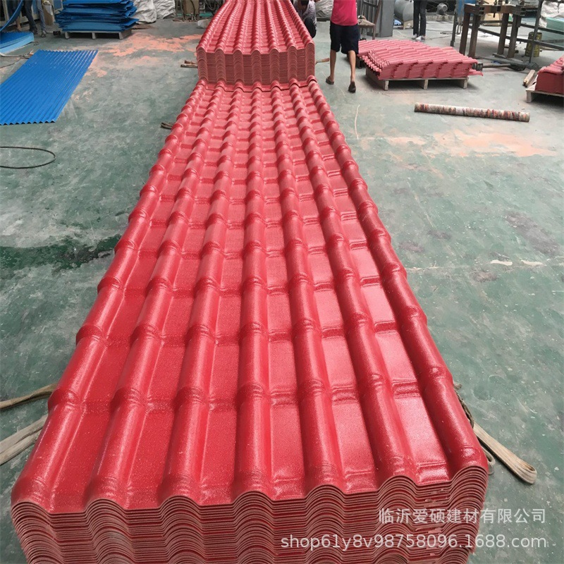 厂家直供淮安1050型优质合成树脂瓦爱硕仿古阻燃屋面塑料瓦