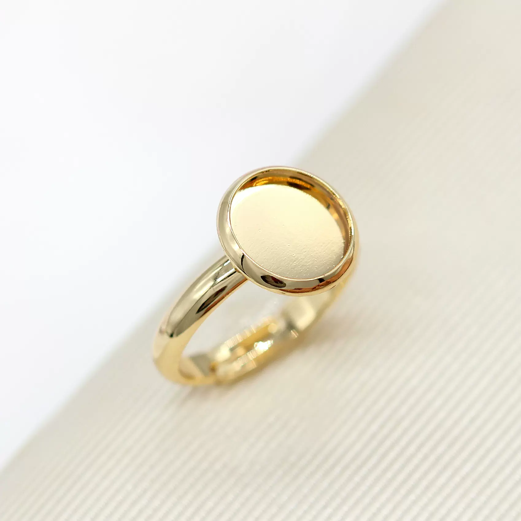 DIY饰品配件黄铜镀14k真金底托10MM带底托戒指圈韩版光面开口戒指