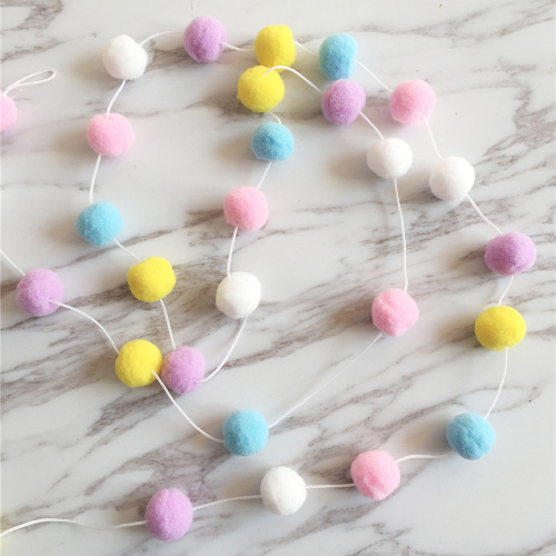 ins decoration Nordic style home soft decoration photo children's room girl's room decoration macaron color hair ball string hangings