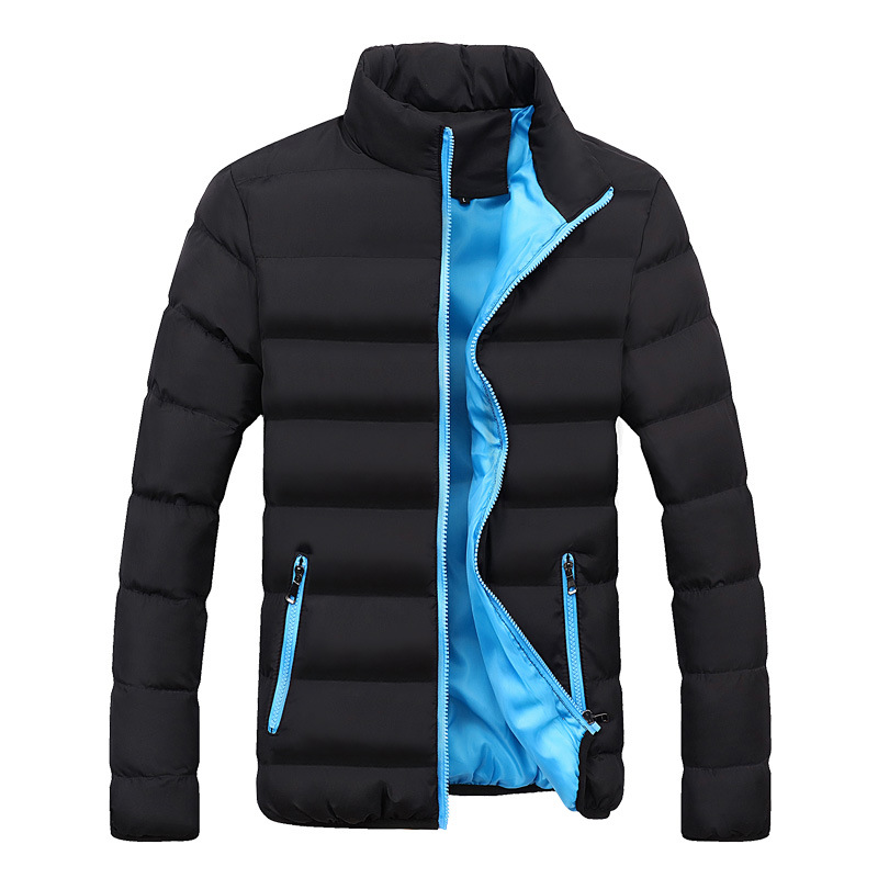 2021 Winter new men's cotton-padded jacket men's cotton-padded jacket foreign trade cotton-padded jacket men's thickened solid color stand collar cotton-padded jacket