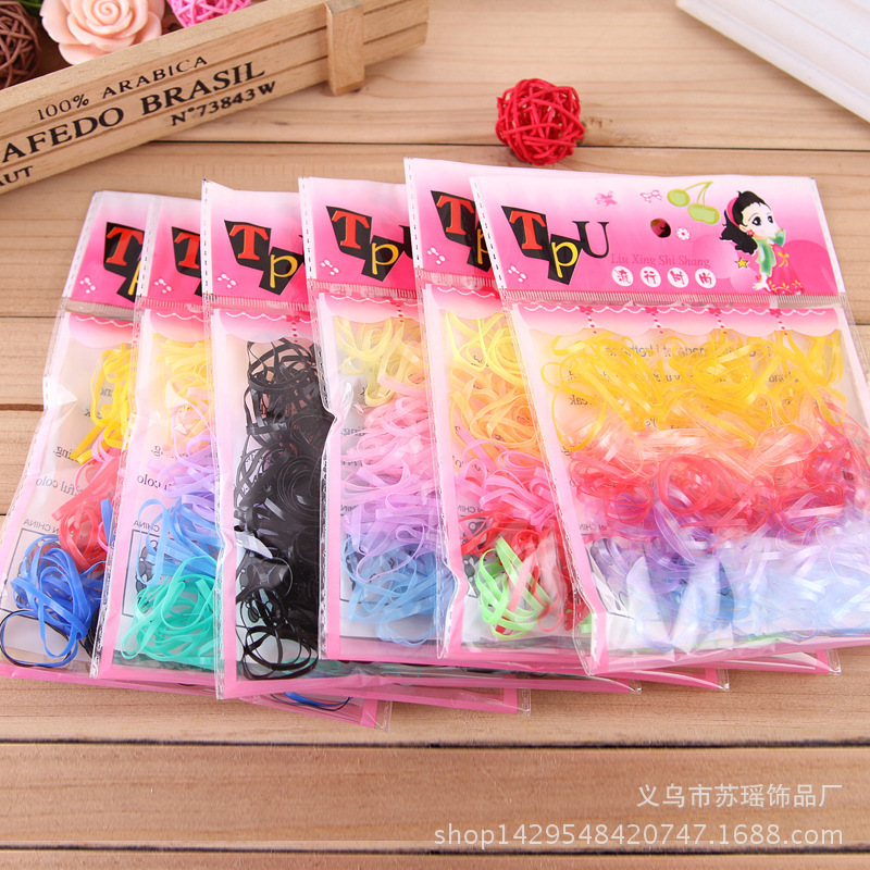 批发韩版TPU儿童皮筋 一次性彩色小皮筋 高弹力儿童不伤发发绳