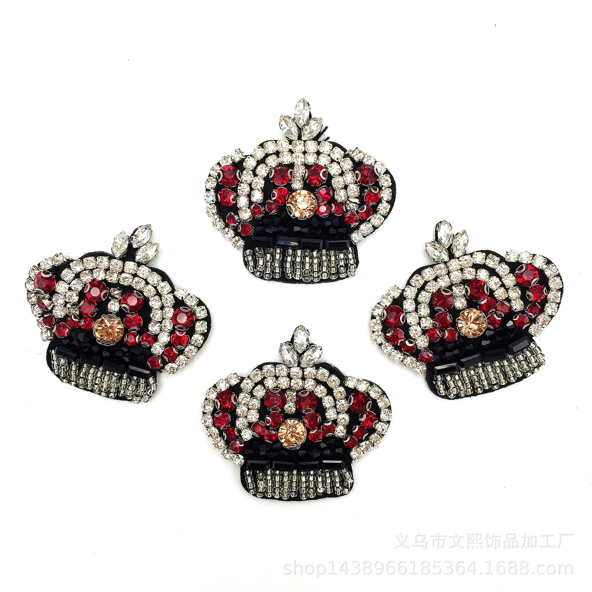 厂家供应新款  钉珠皇冠布贴补丁 DIY服装辅料 鞋帽配件