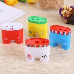 雙孔褲子卷筆刀卡通手搖轉筆刀學生文具自動削筆器批發幼兒園禮品