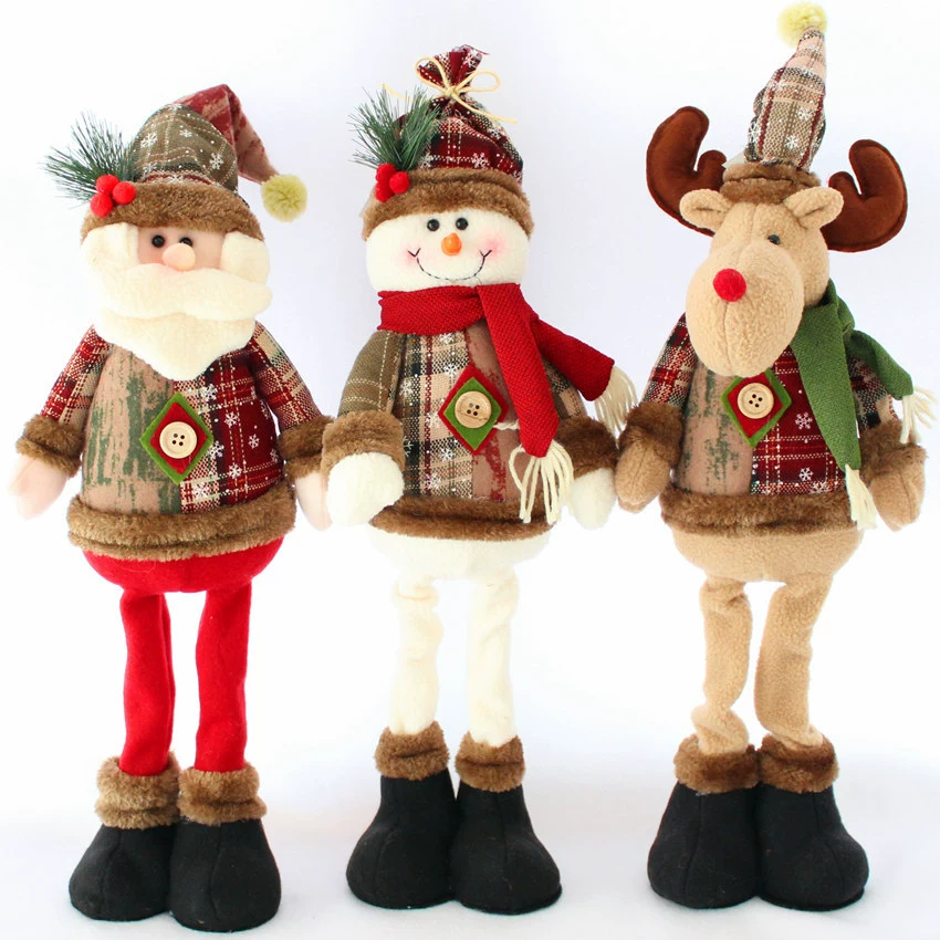 Новогодние декоративные куклы (Group Source Christmas) — Санта, снеговик, олень, бархат, 50–55 см
