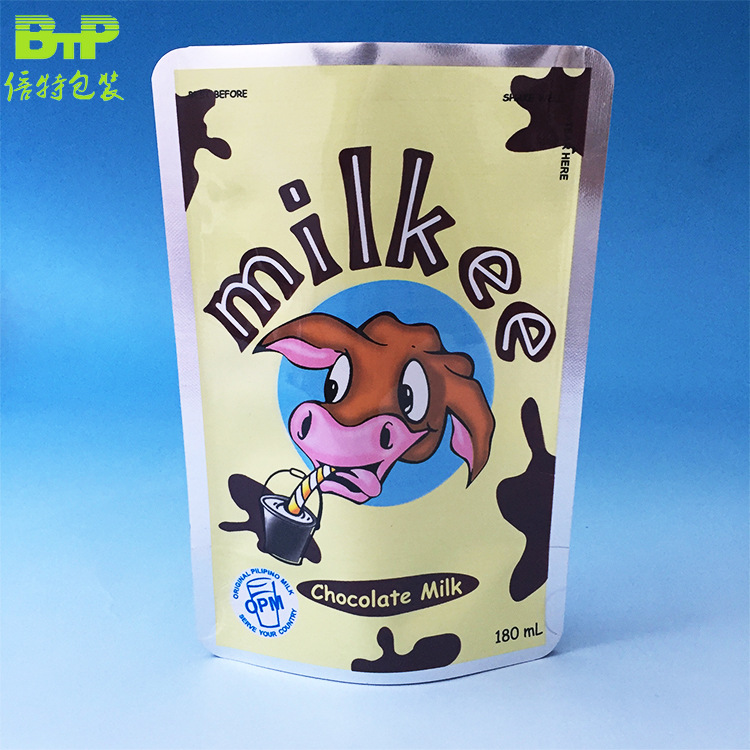 东莞厂家做180ml牛奶铝箔包装袋液体包装袋食品级饮料自立袋