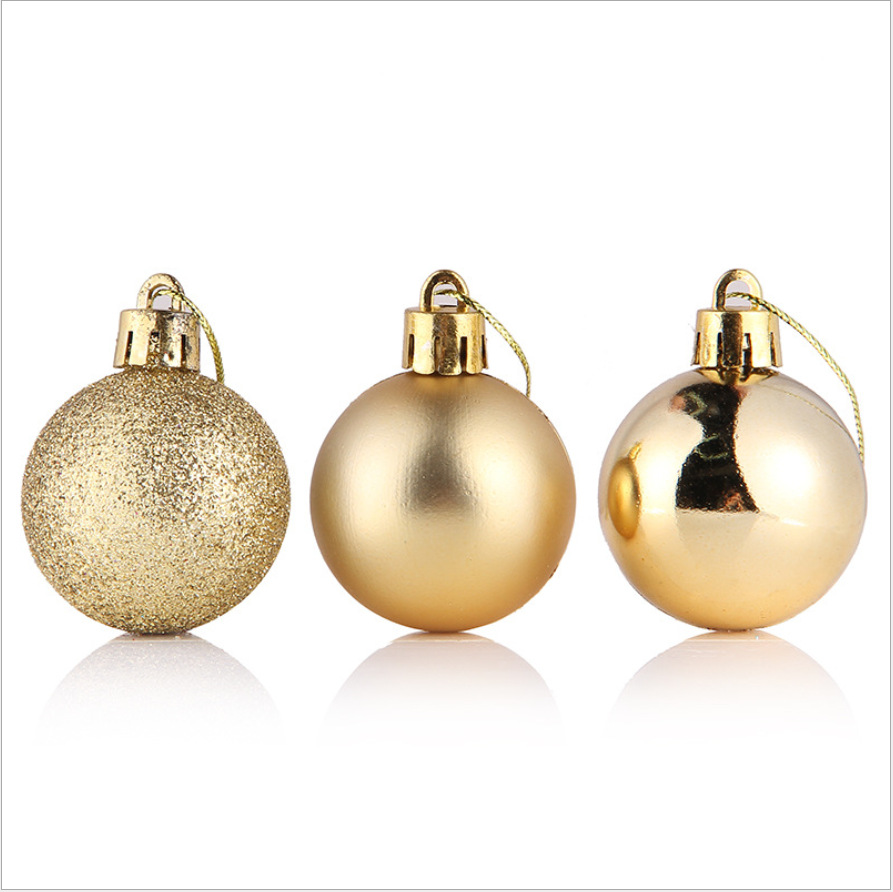 Navidad fiesta decoración 4/6/8cm barril chapado color bola de plástico decoración del árbol de Navidad bola colgante piezas