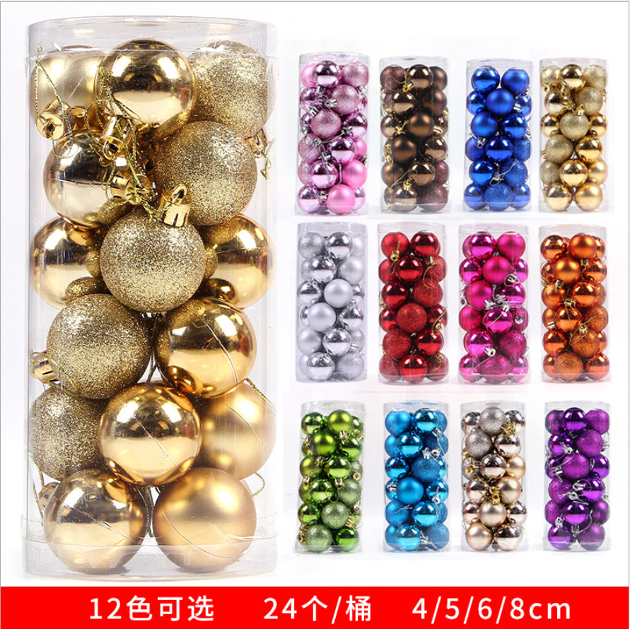 Navidad fiesta decoración 4/6/8cm barril chapado color bola de plástico decoración del árbol de Navidad bola colgante piezas