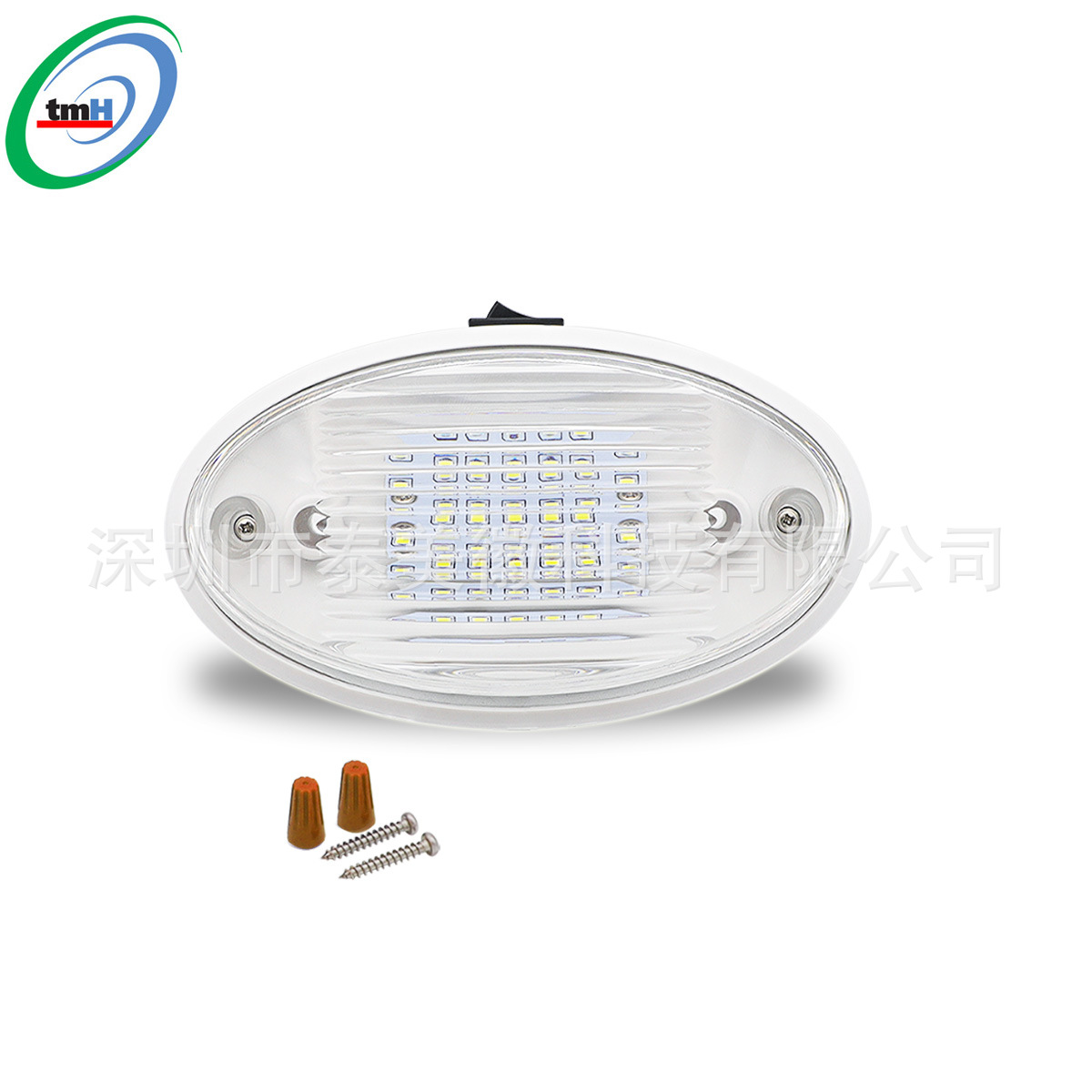 Interruptor de tres vías con lente, luz LED única para autocaravana, coche con interruptor, luz de techo interior, exportación transfronteriza de 12V