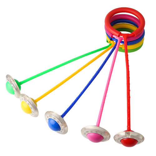 Foot ring jumping ball for girls and children toy elastic bouncing ball for adults single leg kick ball flash jump rotating jump ring