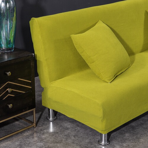 Cross-border solid color thickened elastic armless sofa cover sofa cushion all-inclusive sofa cover sofa bed cover