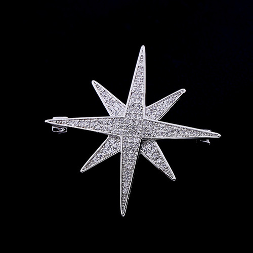Korean version of high-end micro-paved zircon corsage personalized badge fashion suit coat pin female star Mangmi word brooch