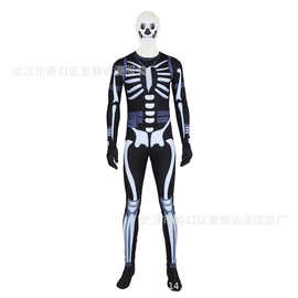 万圣堡垒之夜骷髅骑兵Fortnite skull trooper cosplay连体紧身衣