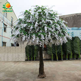 天昆仿真勒杜鹃花树玻璃钢假树婚庆装饰绢布假花厂家直销豆花树