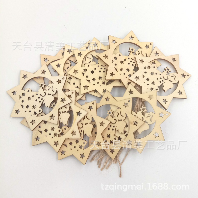 10 piezas de madera decorativas de madera de la estrella de ocho puntas de troncos 10 piezas en un paquete