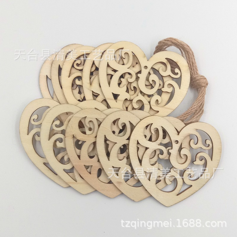 Colgante de amor colgante de madera de bricolaje 10 piezas en un paquete