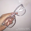 Douyin same transparent glasses box finished myopic glasses 100-600 degrees of crystal white flat light mirror glasses