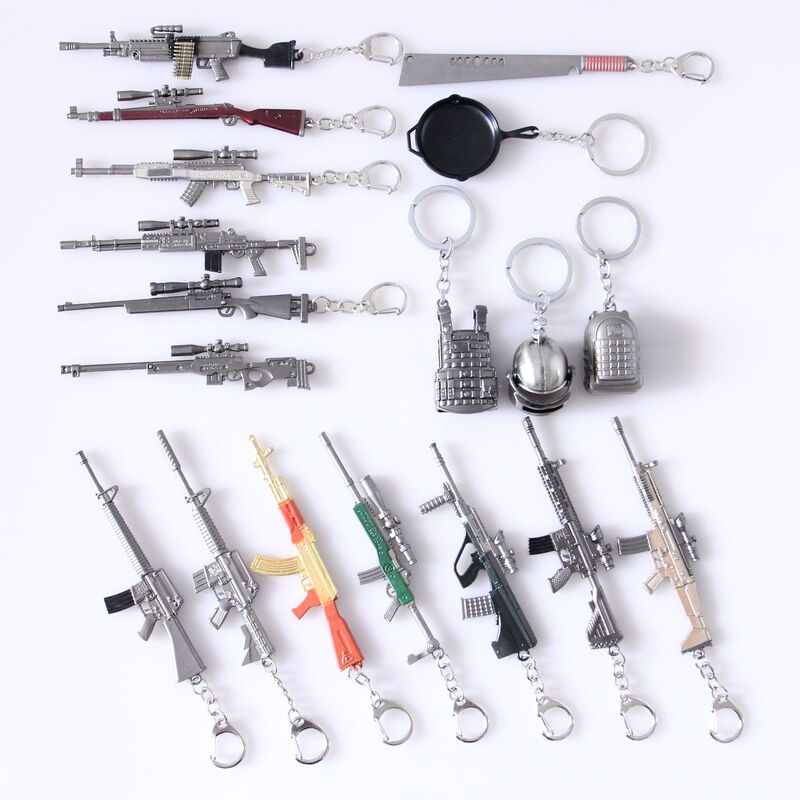 Factory direct creative personality chicken game 98K series keychain pendant creative gift keychain