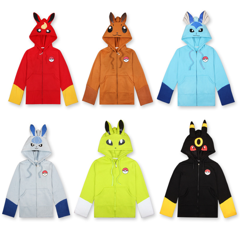 Pokemon Japanese cute cartoon pickup jacket men's and women's Baby Magic thickened coat hoodie hooded