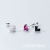 Fashionable cute earrings heart shaped, silver 925 sample, Korean style, simple and elegant design