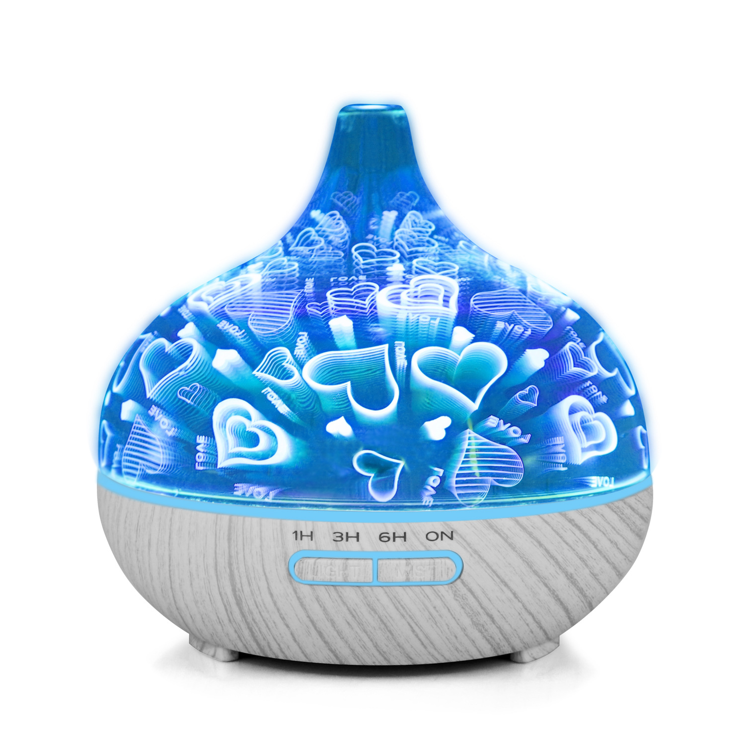 신형 3D 유리 초음파 아로마 테라피 기계 도매 아로마 테라피 램프 미니 가습기 공기 정화 에센셜 오일 분무기