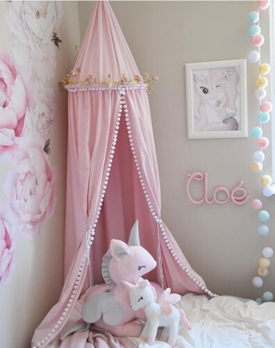 Nordic ins new mosquito net children's room decoration fur ball dome bed tent bed curtain tent mosquito net three colors