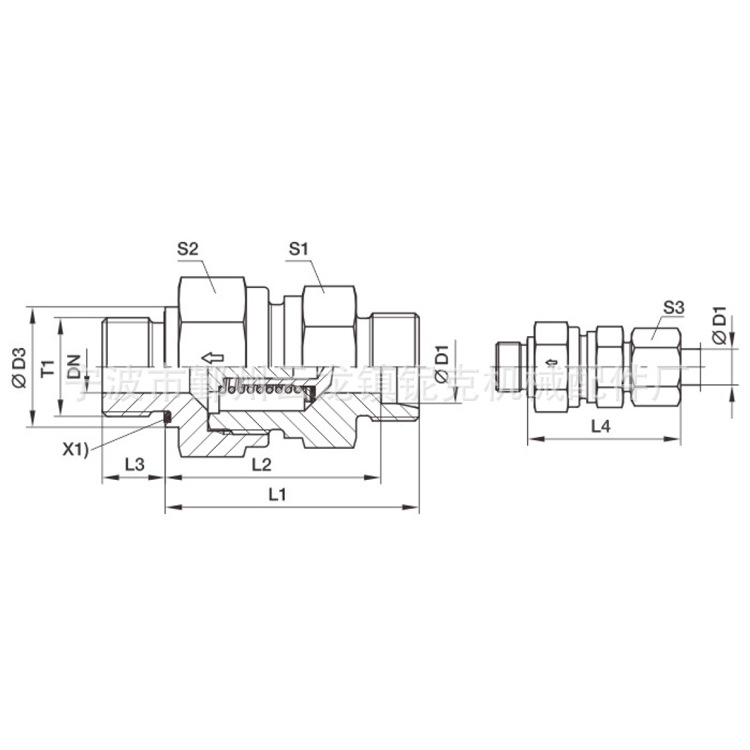 供应内外螺纹单向阀 单向阀英制外螺纹-ED密封Y-RHZ-R-ED