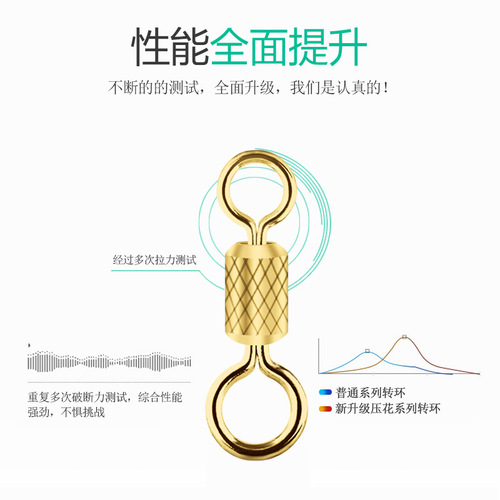 Fishing Accessories Swivel Ring, Pressed Gold Color Mother and Son Ring, Fishing Gear Accessories High Tension High-Speed Competitive Black Pit Eight-Shaped Ring