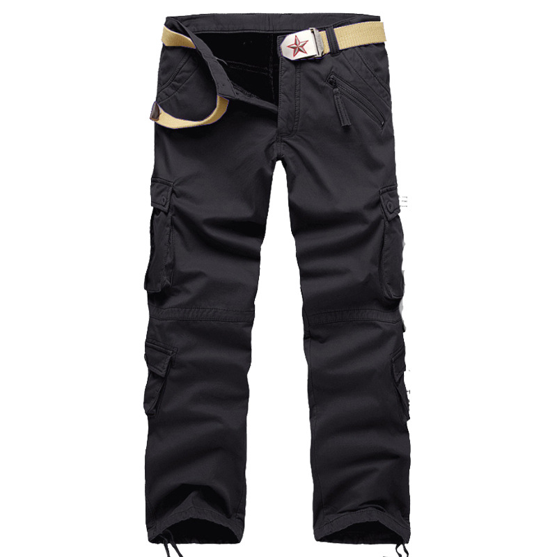 Winter Amazon men's camouflage pants lined with velvet padded warm multi-bag overalls cotton pants men's pants trousers