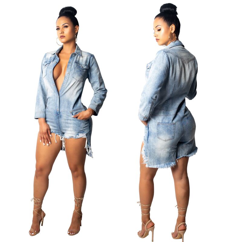 2018 Amazon Fashion European and American Cross-Border Fashion Sexy Jeans Women's Fit Casual Jumpsuits