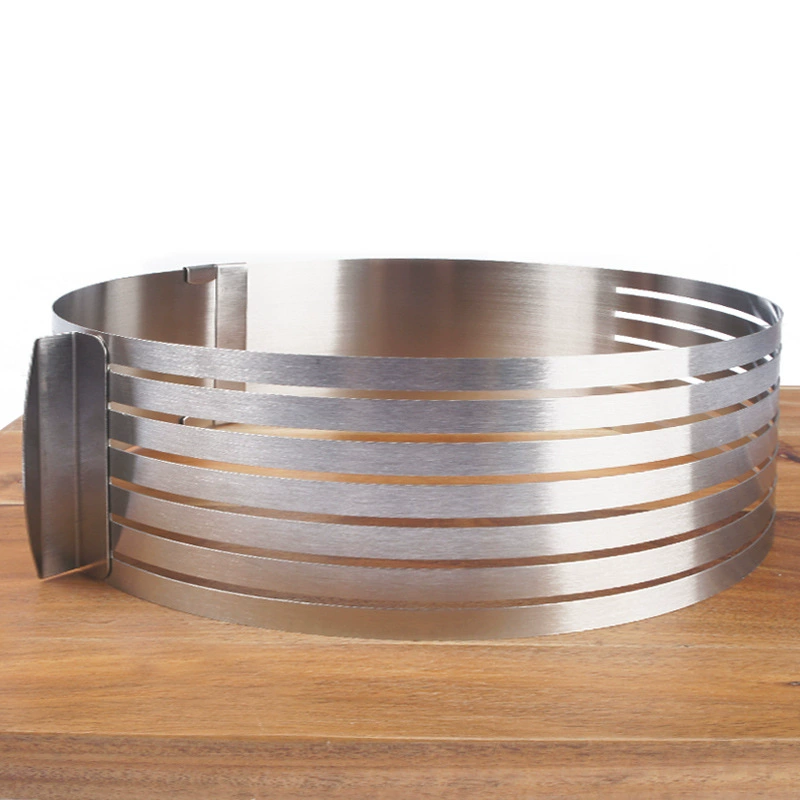 Adjustable Stainless Steel Mousse/Cake Ring, Telescopic 6–12 in, Layered Slice Guide