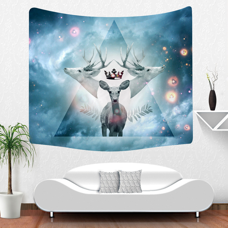 Factory wholesale cross-border new tapestry wall hanging decoration beach towel sitting blanket beautiful watercolor elk New