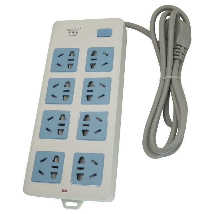 卡路易8502K带安全门开关2米线家用插座 八位40孔2500W电器插线板