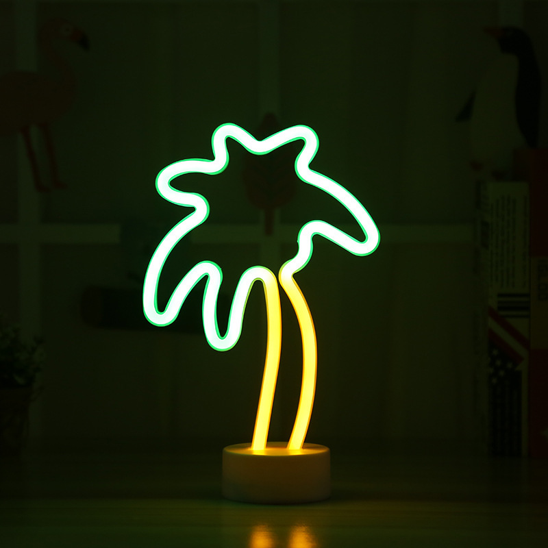 Led Coconut Tree Neon-Shaped Lamp Children's Room Desktop Decoration Night Light Colorful Lamp Led Shaped Lamp