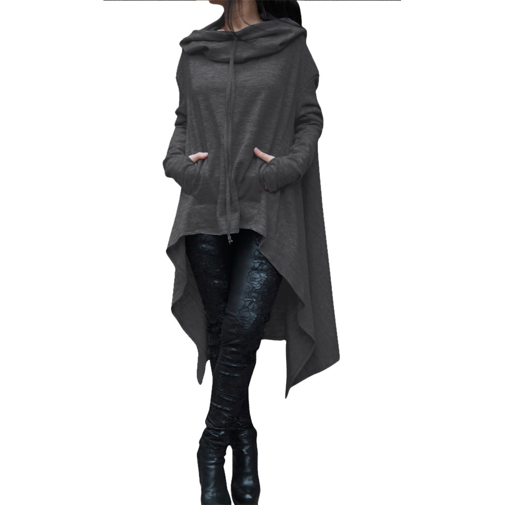 2018 Otoño e Invierno AliExpress deseo Amazon nuevo europeo y americano color sólido suéter largo con capucha