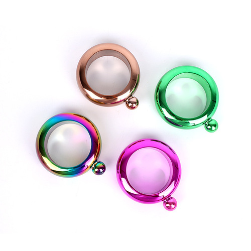 06厚304不锈钢手镯酒壶 便携式3.5盎司圆形酒壶俄罗斯金属酒瓶